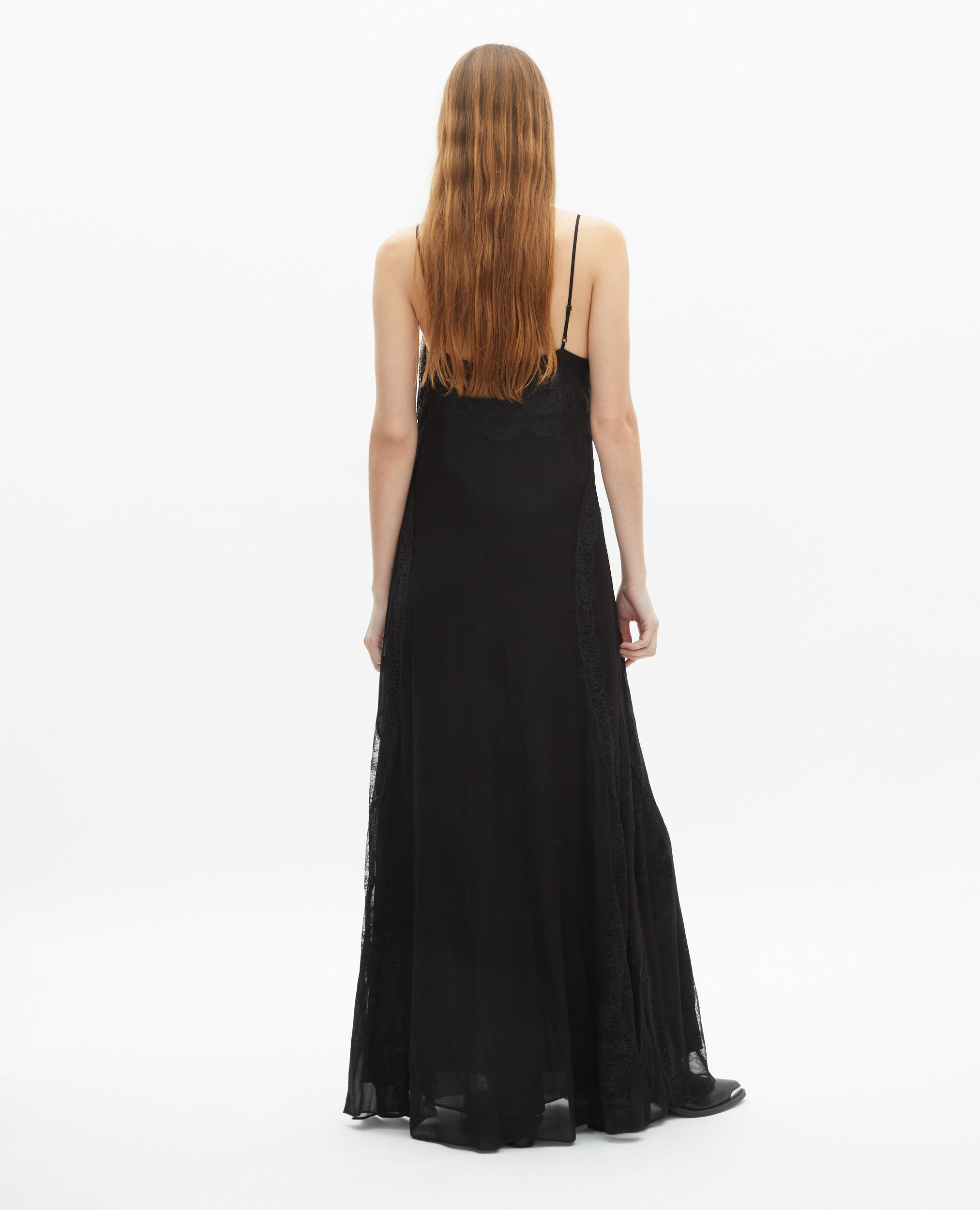 Robe longue avec dentelle noire, BLACK, hi-res image number null