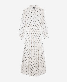 The Kooples FEMME WHITE / BLACK robe longue blanche à pois écrue