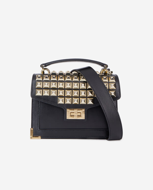 The Kooples FEMME BLACK sac emily small en cuir noir avec spikes 