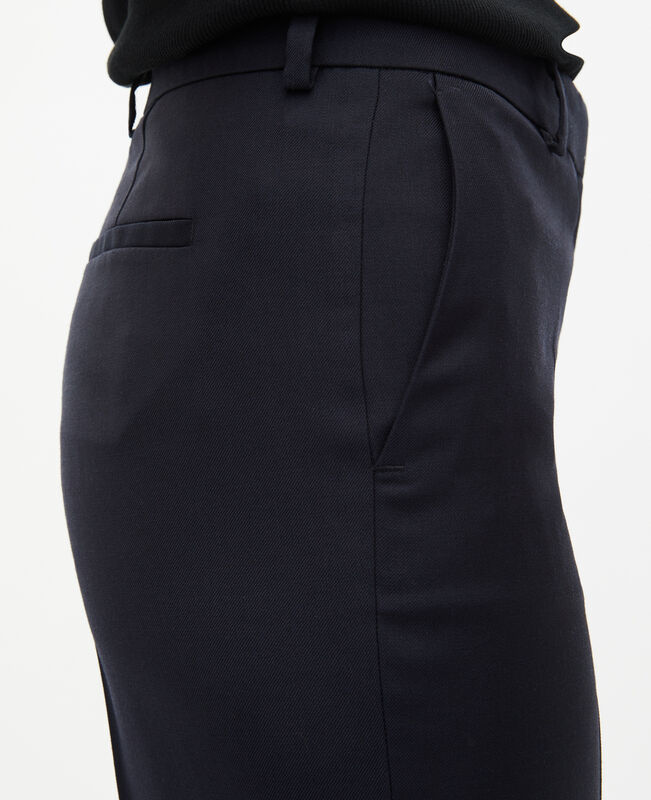 The Kooples FEMME NAVY pantalon tailleur en laine coupe ajustée bleu marine