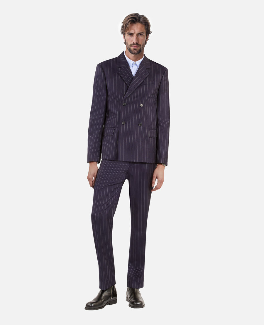The Kooples HOMME DARK NAVY veste de costume en laine à rayures bleue foncée