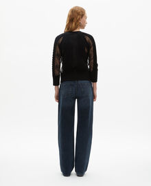 The Kooples FEMME BLACK cardigan en laine et dentelle noir