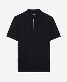The Kooples HOMME BLACK polo en maille col zippé noir
