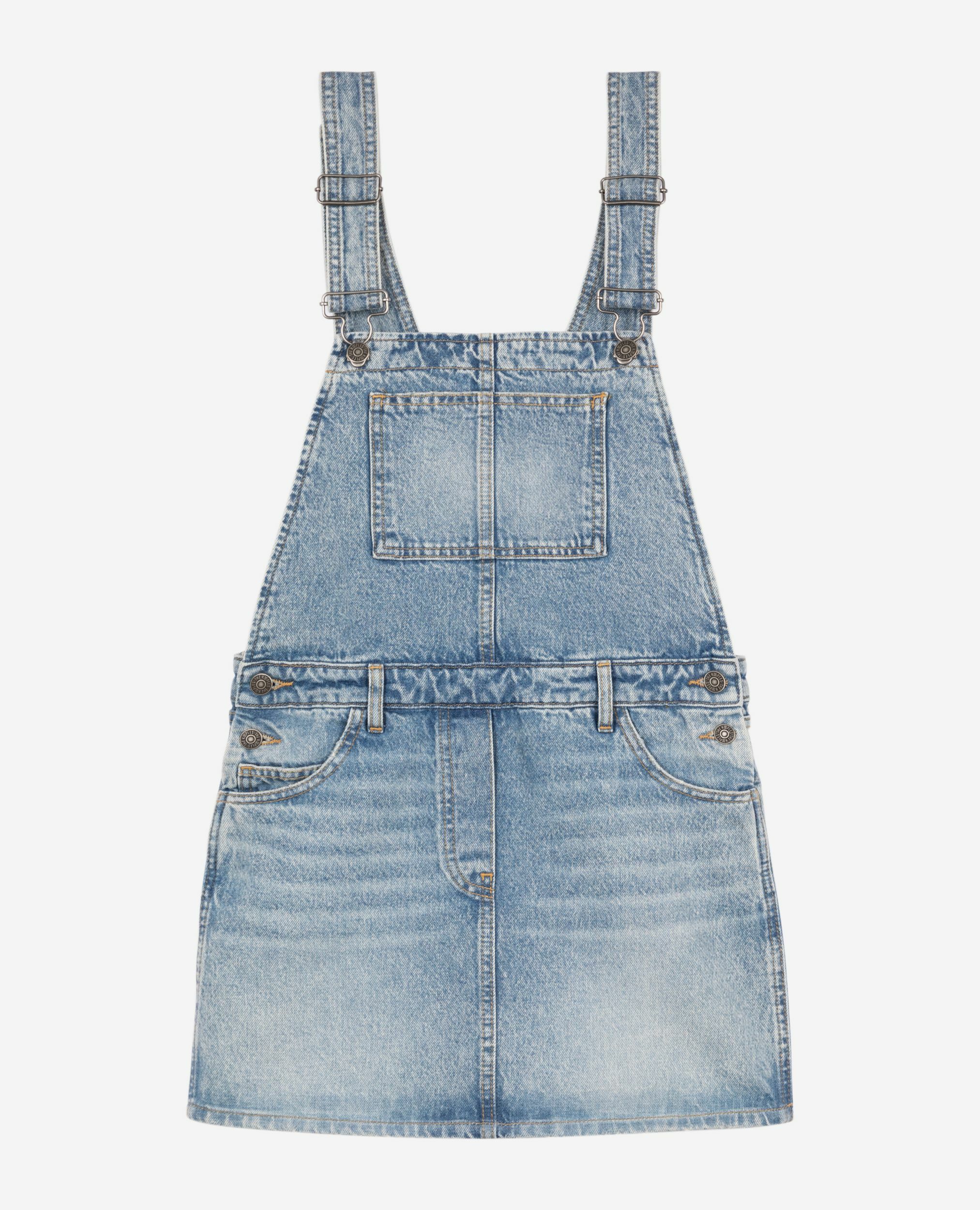 Robe courte salopette denim, BLUE BLEACHED / NAVY, hi-res image number null