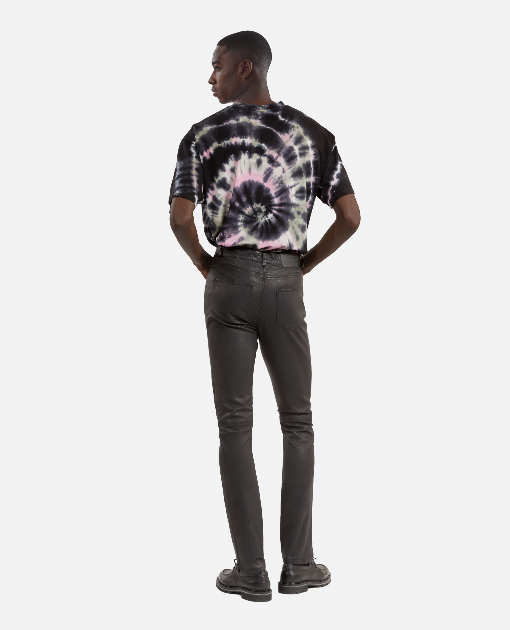 Pantalon slim en cuir noir, BLACK, hi-res image number null