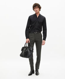 The Kooples HOMME KAKI pantalon de costume en laine kaki coupe ajustée