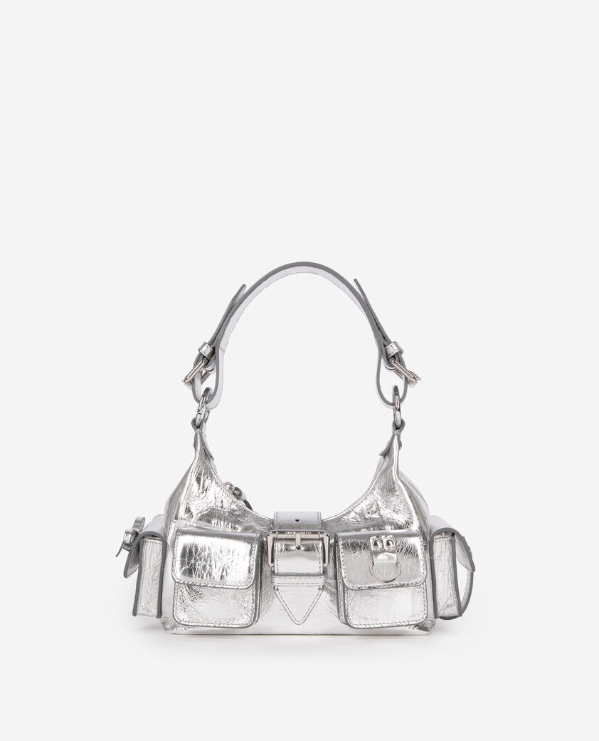 The Kooples DAMEN SILVER tasche amelia small aus silberfarbenem crackleder
