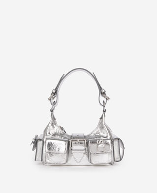 The Kooples FEMME SILVER sac amelia small en cuir craquelé argent