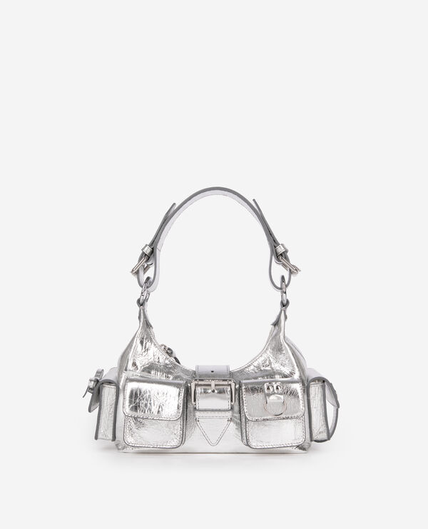 The Kooples FEMME SILVER sac amelia small en cuir craquelé argent