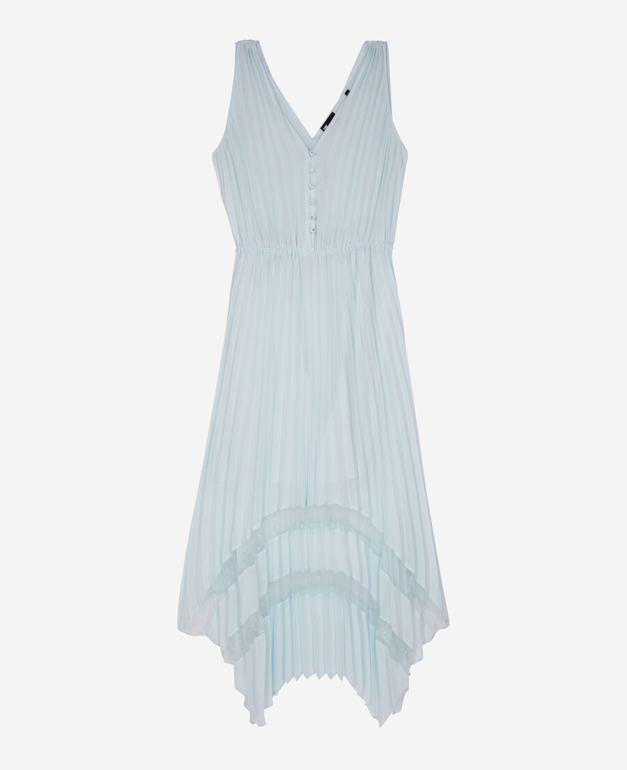 The Kooples WOMEN BABY BLUE light blue plumetis long pleated dress