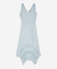 The Kooples FEMME BABY BLUE robe longue avec plissage bleue clair et plumetis