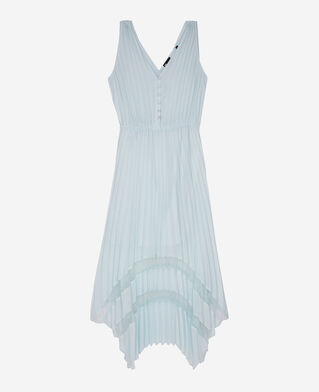 The Kooples WOMEN BABY BLUE light blue plumetis long pleated dress