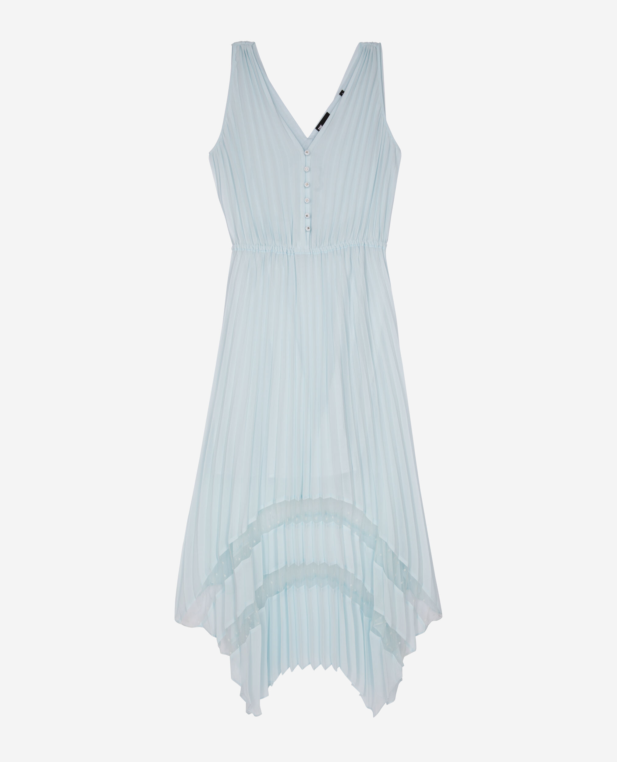 Robe longue avec plissage bleue clair et plumetis, BABY BLUE, hi-res image number null
