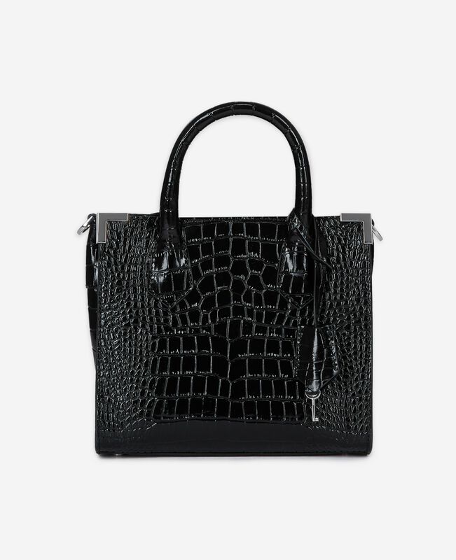 The Kooples FEMME BLACK sac ming effet crocodile en cuir noir