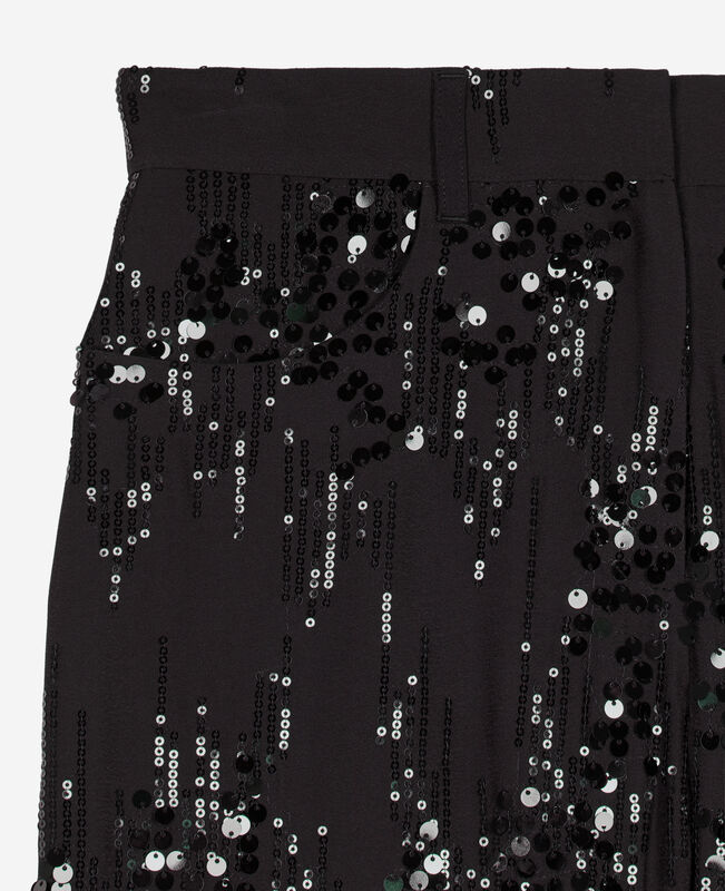 The Kooples FEMME BLACK pantalon flare à sequins noir