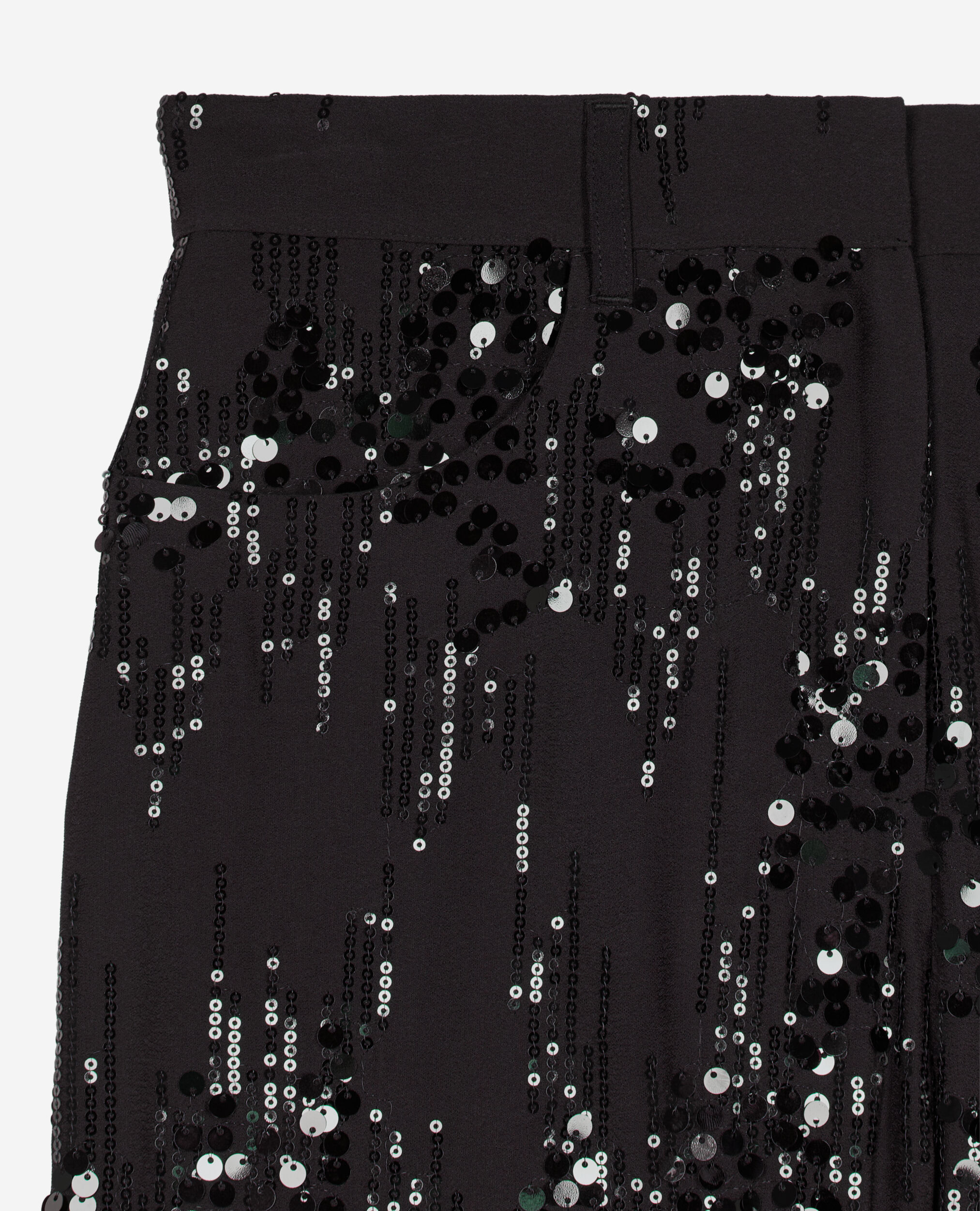 Pantalon flare à sequins noir, BLACK, hi-res image number null