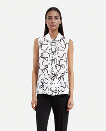The Kooples FEMME WHITE / BLACK chemise en soie imprimé rubans