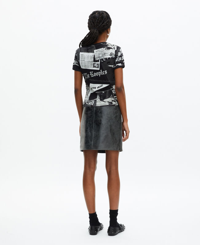 The Kooples FEMME BLACK WASHED t-shirt avec sérigraphie noir et blanc