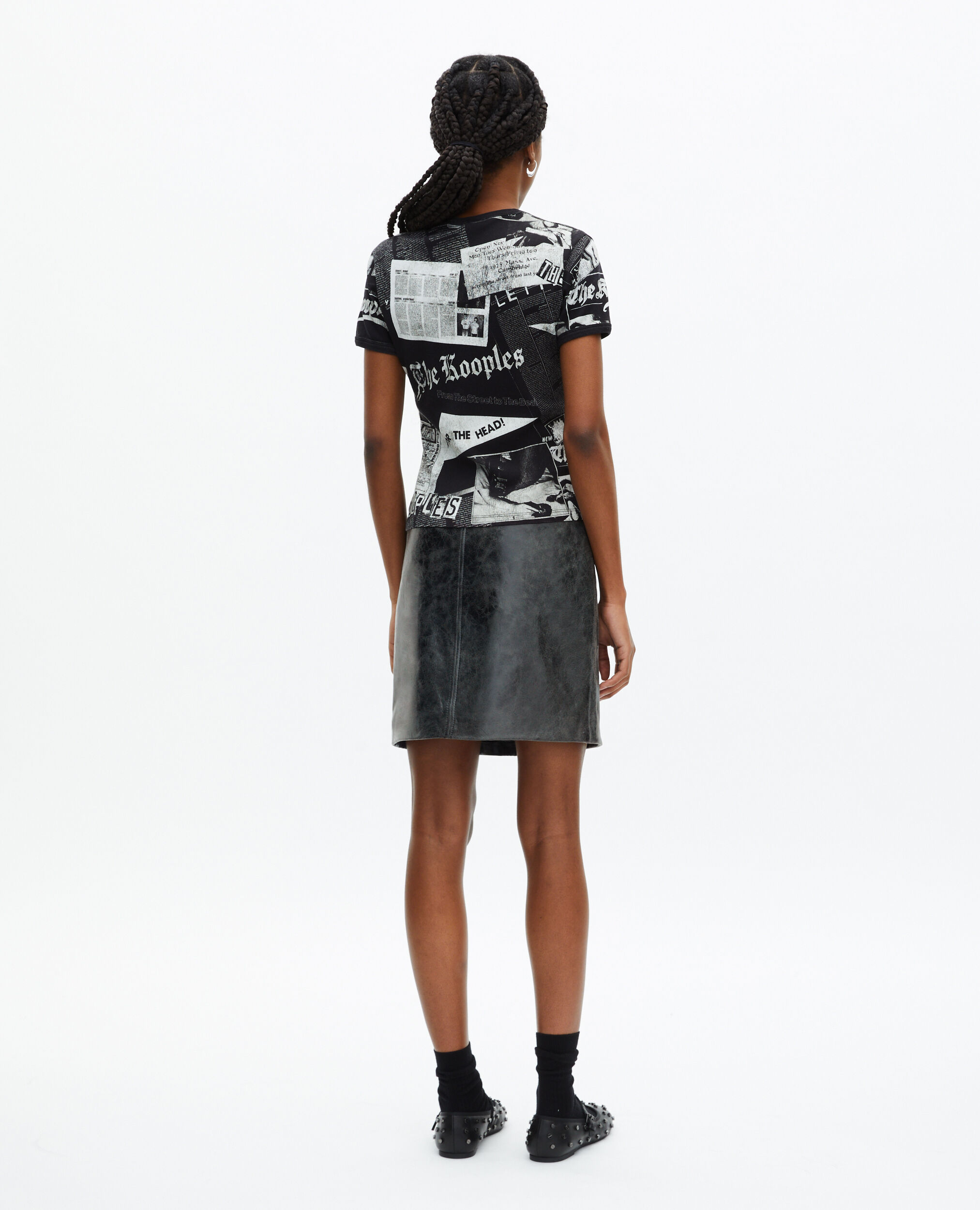 T-Shirt avec sérigraphie noir et blanc, BLACK WASHED, hi-res image number null