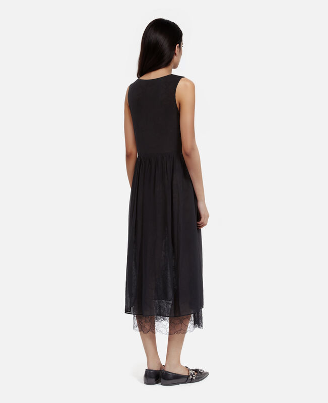 The Kooples FEMME BLACK robe longue avec dentelle noire