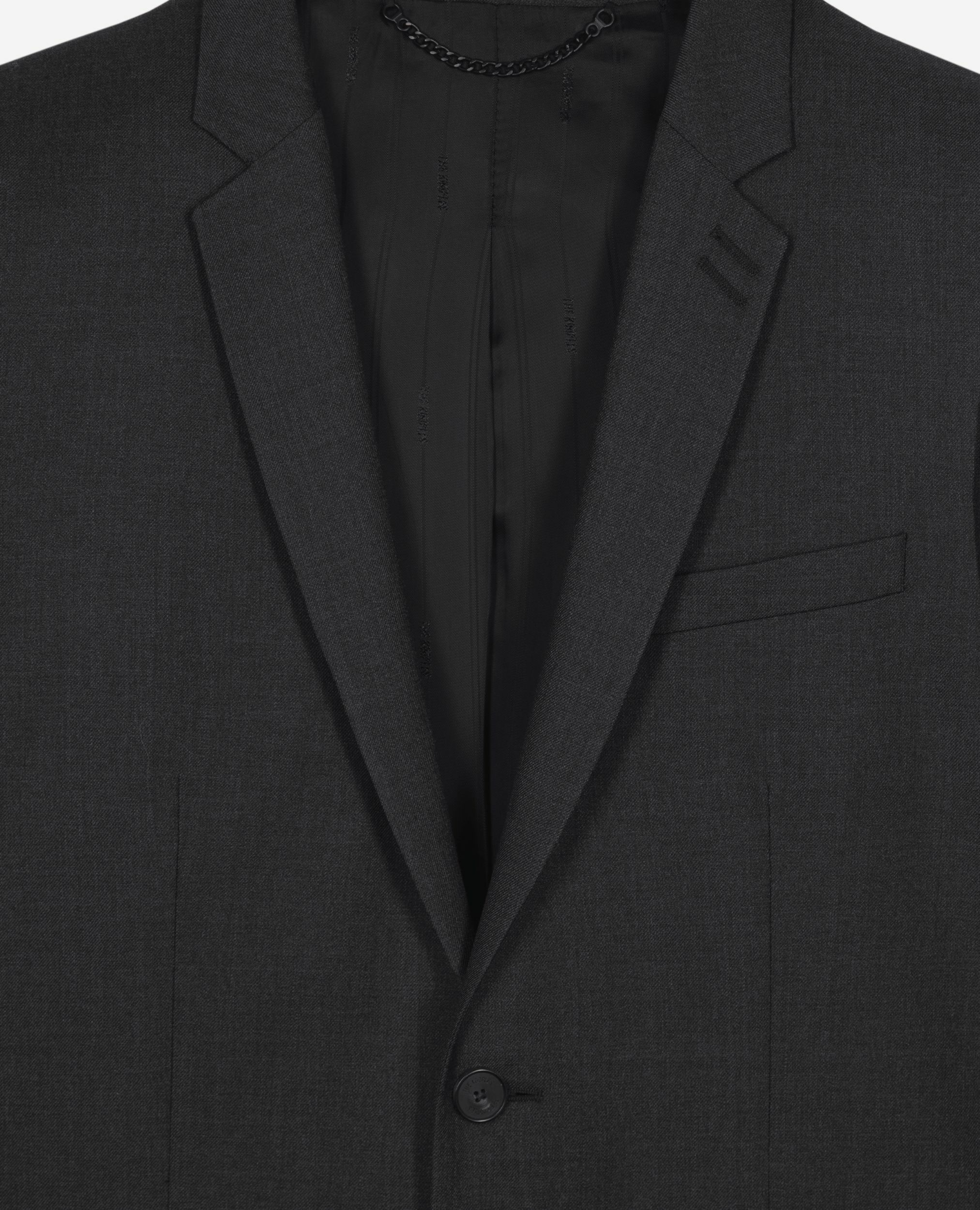 Veste de costume en laine coupe ajustée noire, GREY, hi-res image number null