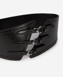 The Kooples FEMME BLACK ceinture corset en cuir noir avec boucles