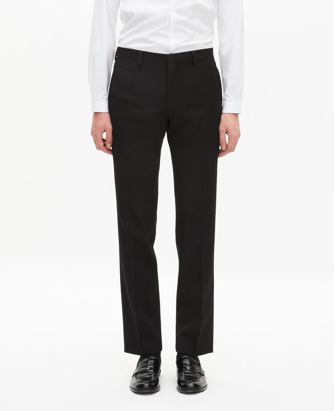 The Kooples HOMME BLACK pantalon de smoking avec détails en satin droit noir