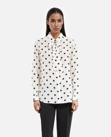 The Kooples FEMME WHITE / BLACK chemise à pois en soie blanche