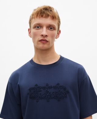 The Kooples MEN DARK NAVY t-shirt with navy blue logo embroidery