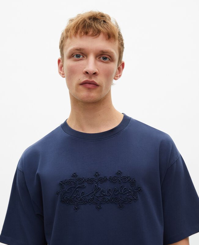 The Kooples HOMME DARK NAVY t-shirt avec broderie logo bleu marine