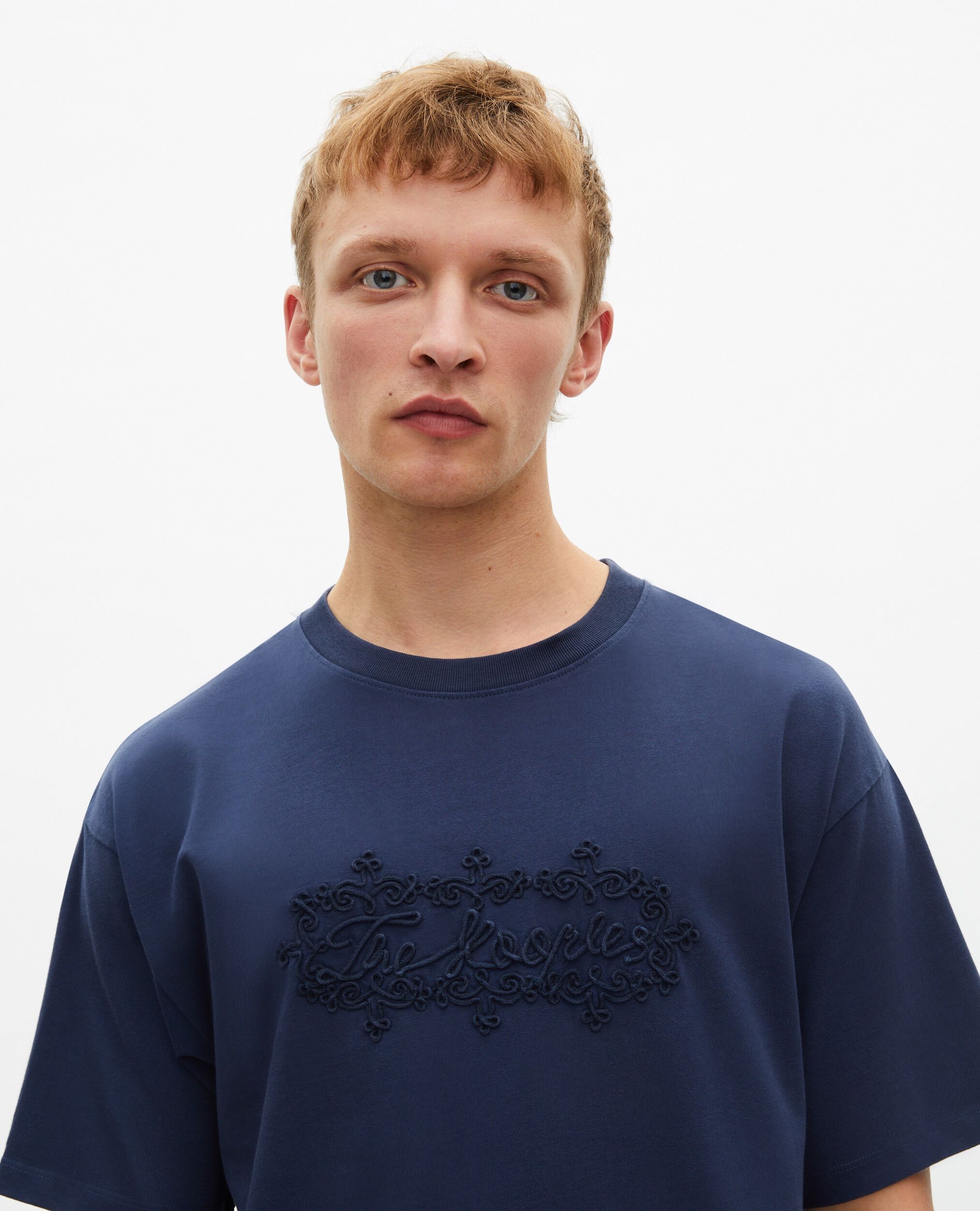 T-shirt avec broderie logo bleu marine, DARK NAVY, hi-res image number null