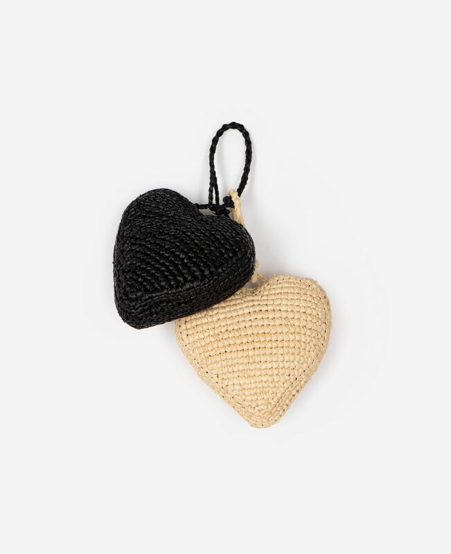 The Kooples FEMME BLACK bijou de sac cœur en raphia noir