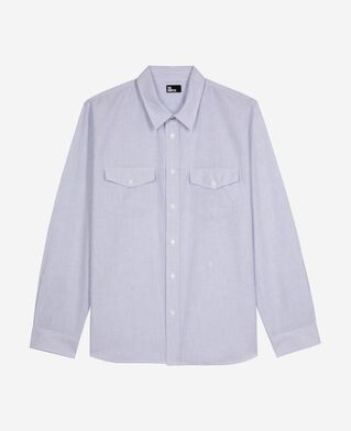 The Kooples HOMME BLUE WHITE chemise à rayures bleue 