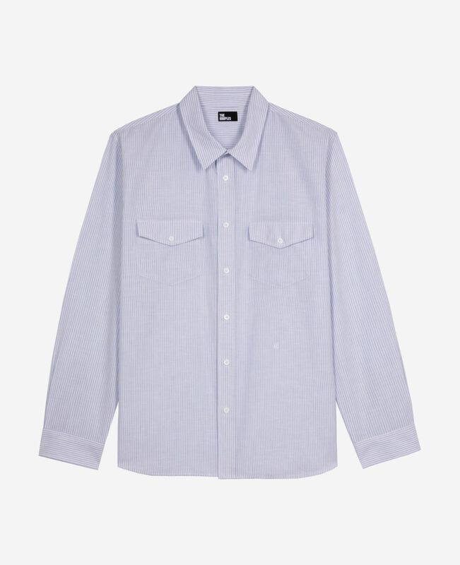 The Kooples HOMME BLUE WHITE chemise à rayures bleue 