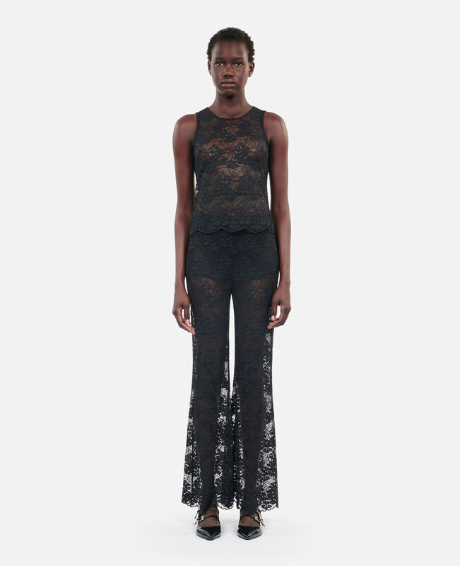 The Kooples FEMME BLACK top sans manches en dentelle noir
