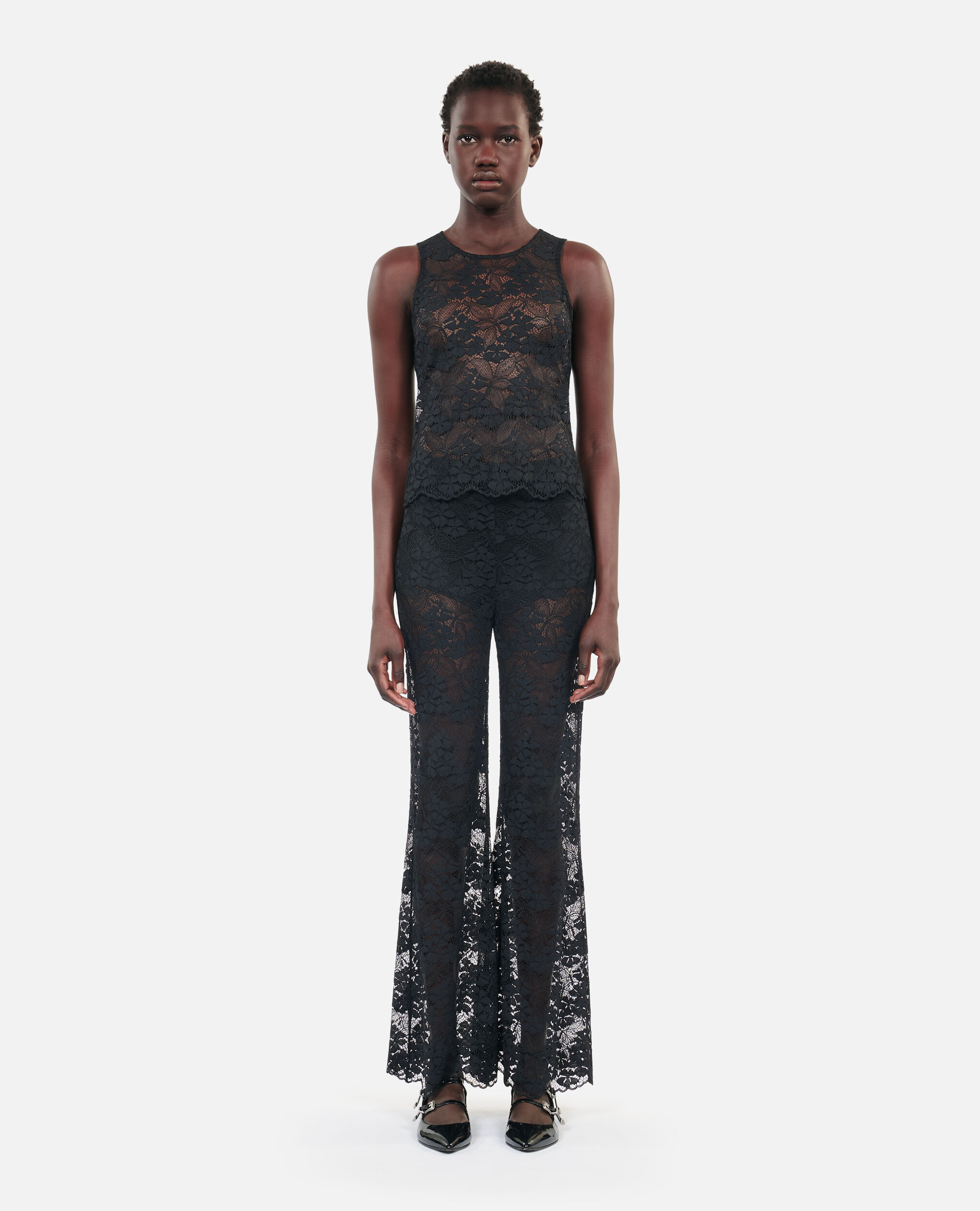 Top sans manches en dentelle noir, BLACK, hi-res image number null