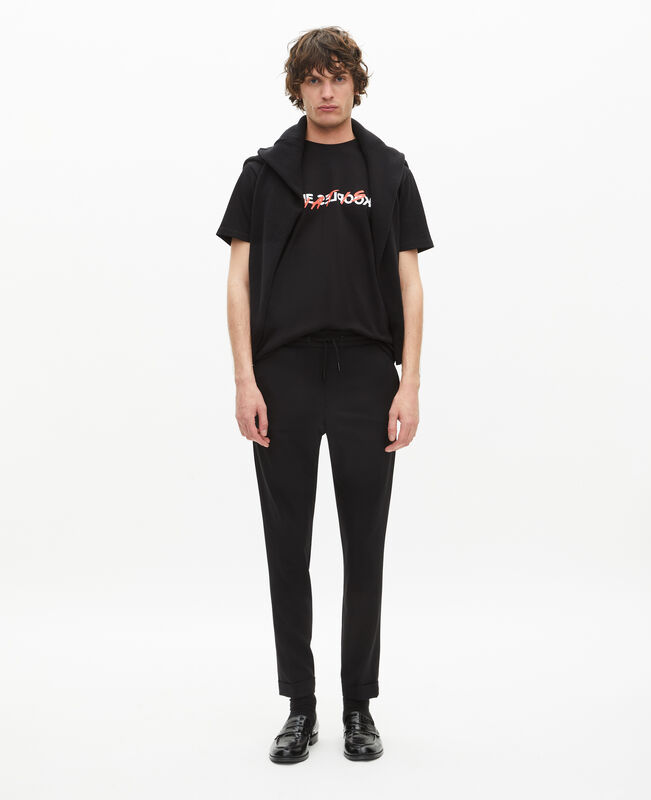 The Kooples HOMME BLACK pantalon en laine coupe droite noir 