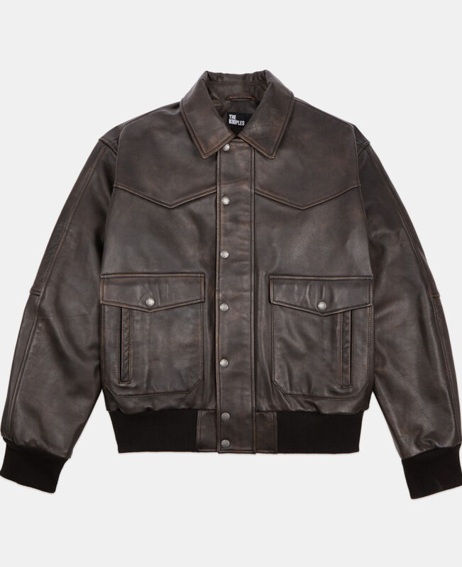 The Kooples HOMME DARK BROWN blouson en cuir marron