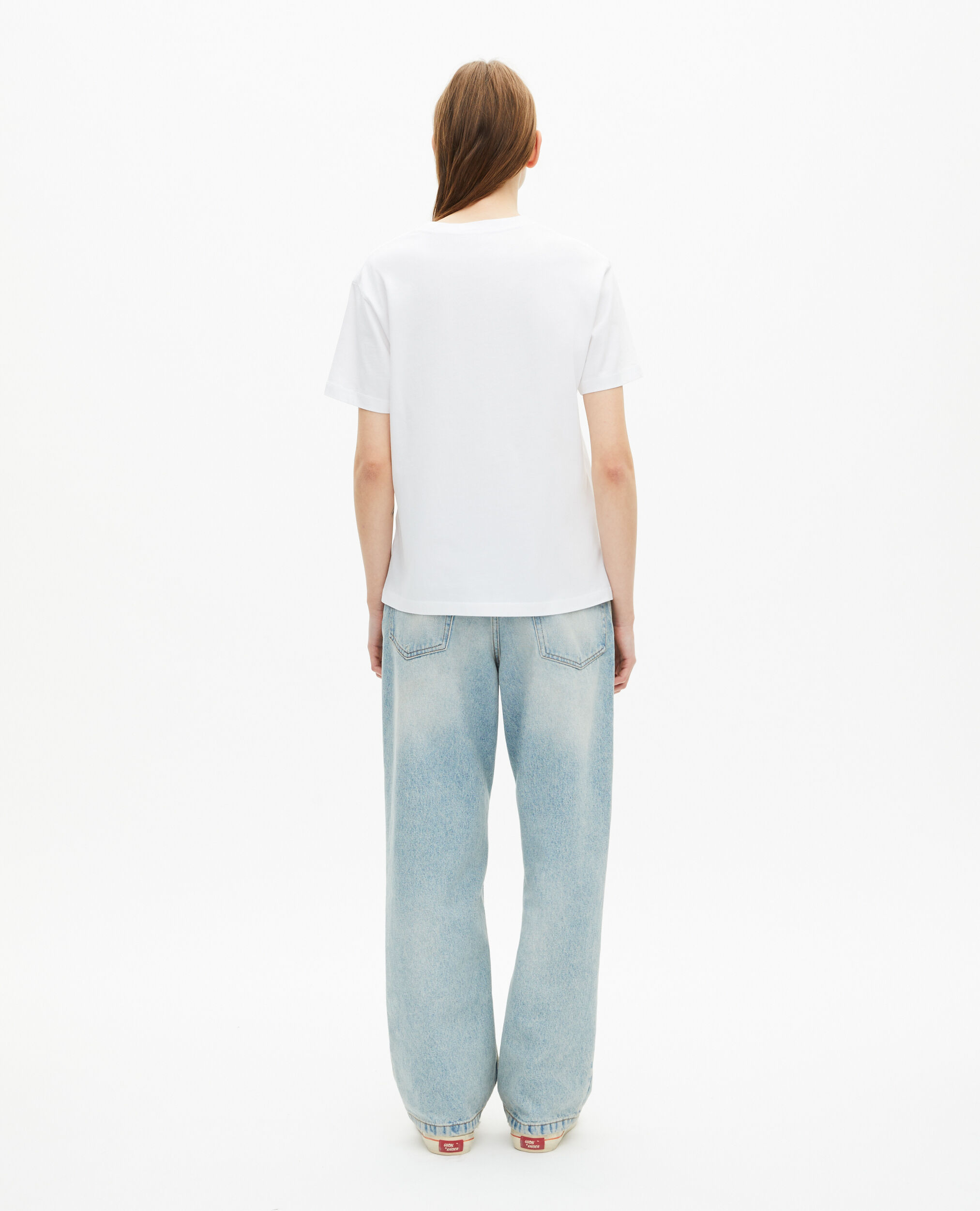 T-shirt avec broderie logo blanc, WHITE, hi-res image number null