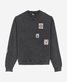The Kooples HOMME BLACK WASHED sweatshirt avec patchs noir délavé
