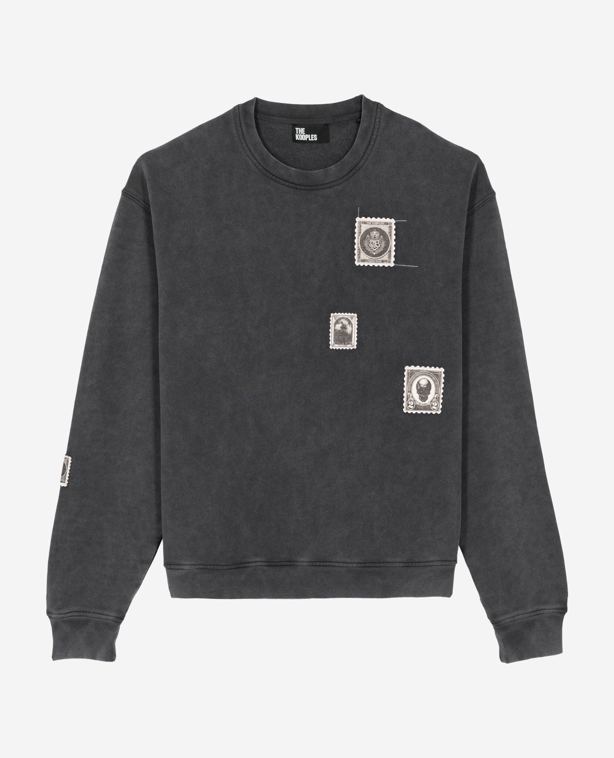 Sweatshirt avec patchs noir délavé, BLACK WASHED, hi-res image number null