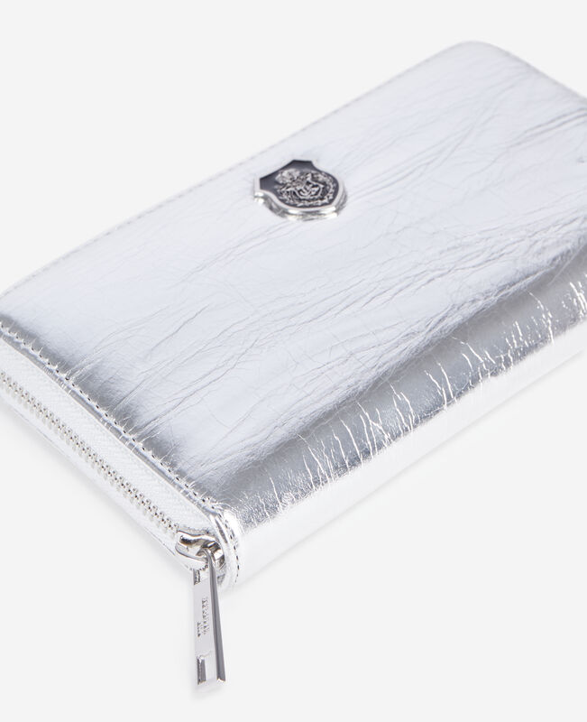 The Kooples FEMME SILVER portefeuille blason en cuir argenté