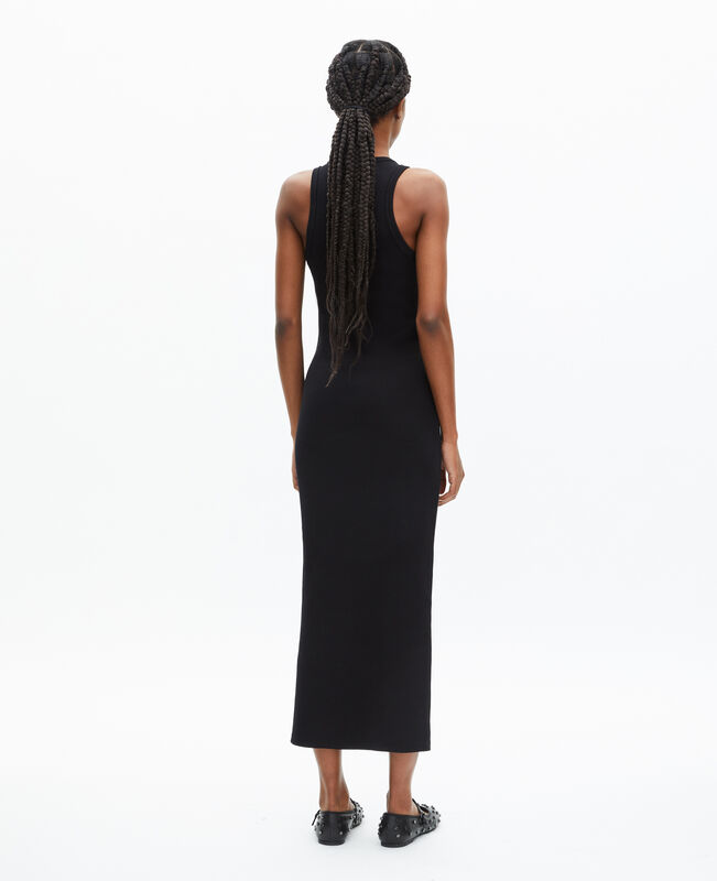 The Kooples FEMME BLACK robe longue avec blason sans manches noire