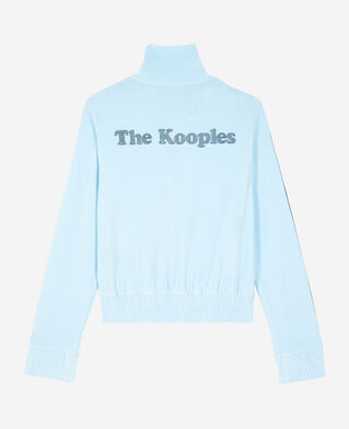 The Kooples WOMEN BABY BLUE light blue velvet sweatshirt