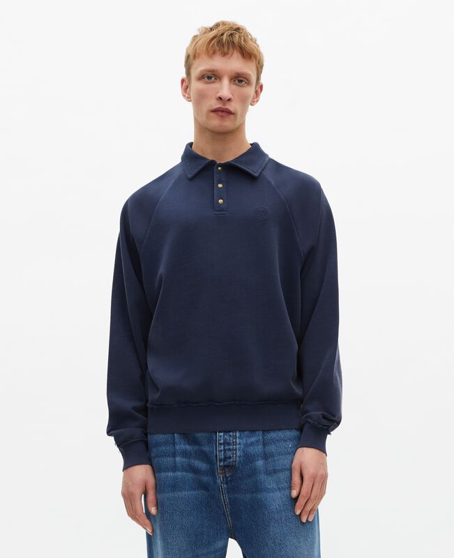 The Kooples HOMME DARK NAVY sweatshirt avec col polo bleu marine