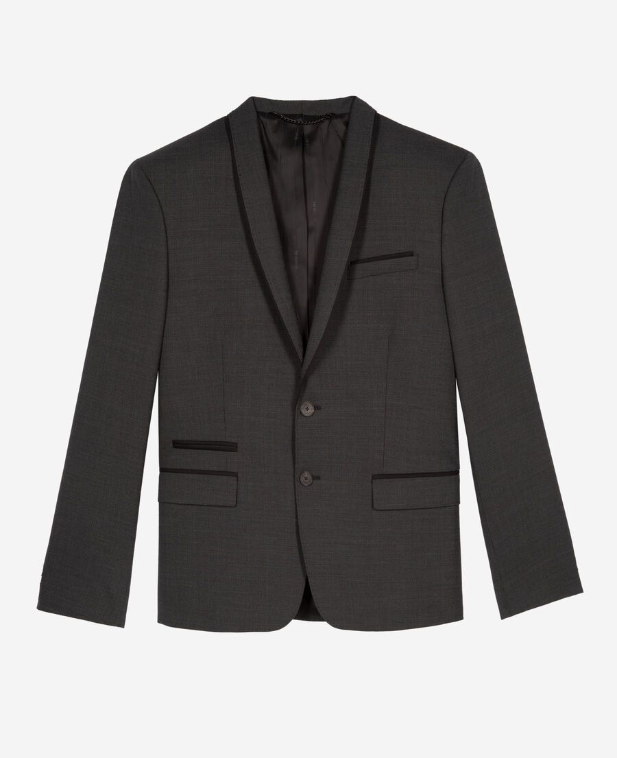 The Kooples MEN BLACK GREY black micro check wool blend suit jacket
