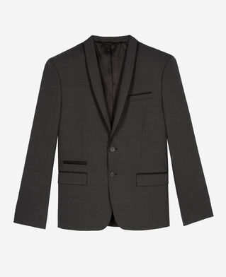 The Kooples MEN BLACK GREY black micro check wool blend suit jacket