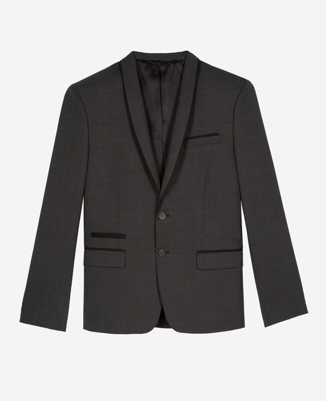 The Kooples HOMME BLACK GREY veste de costume en laine mélangée micro carreaux noire