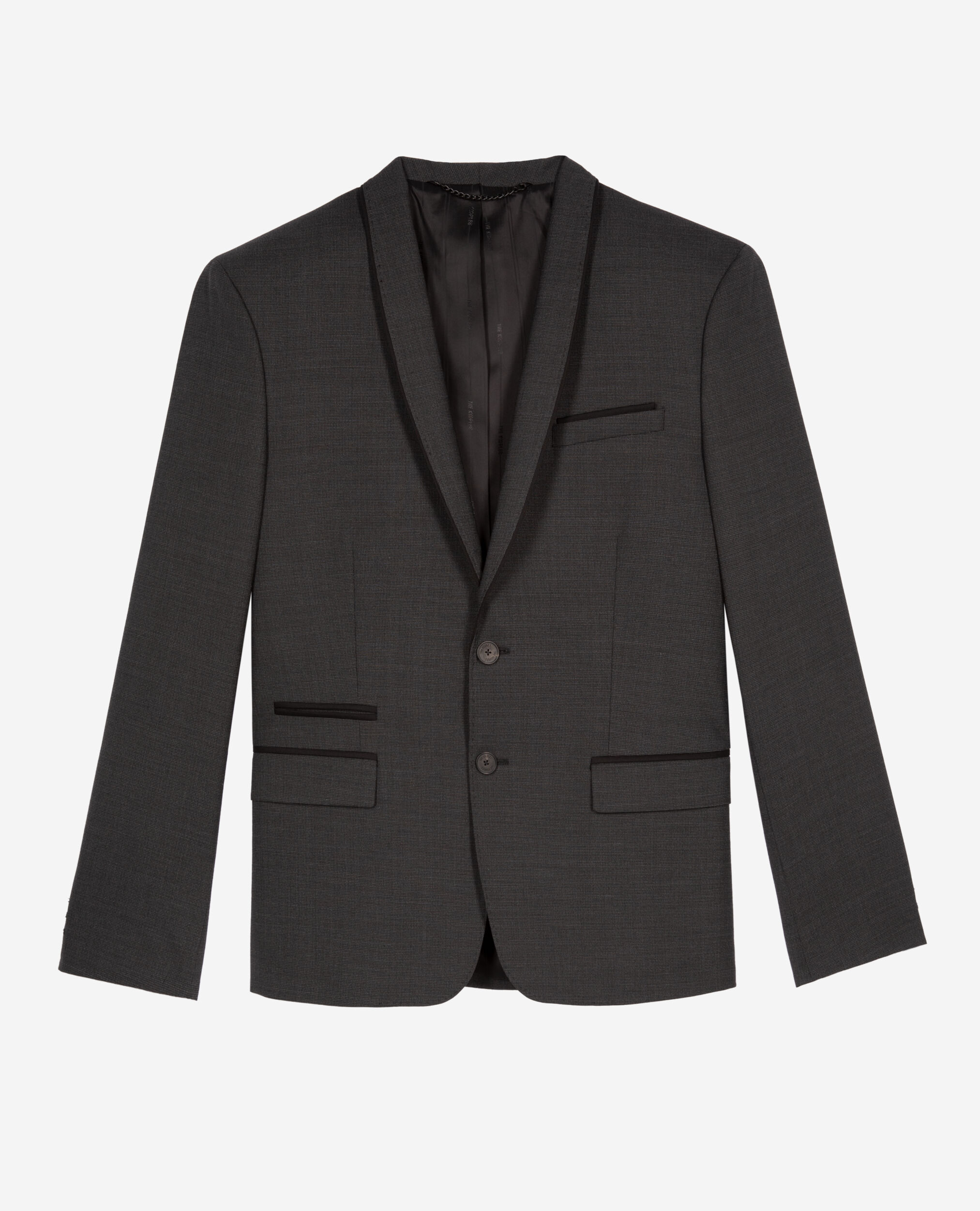Veste de costume en laine mélangée micro carreaux noire, BLACK GREY, hi-res image number null