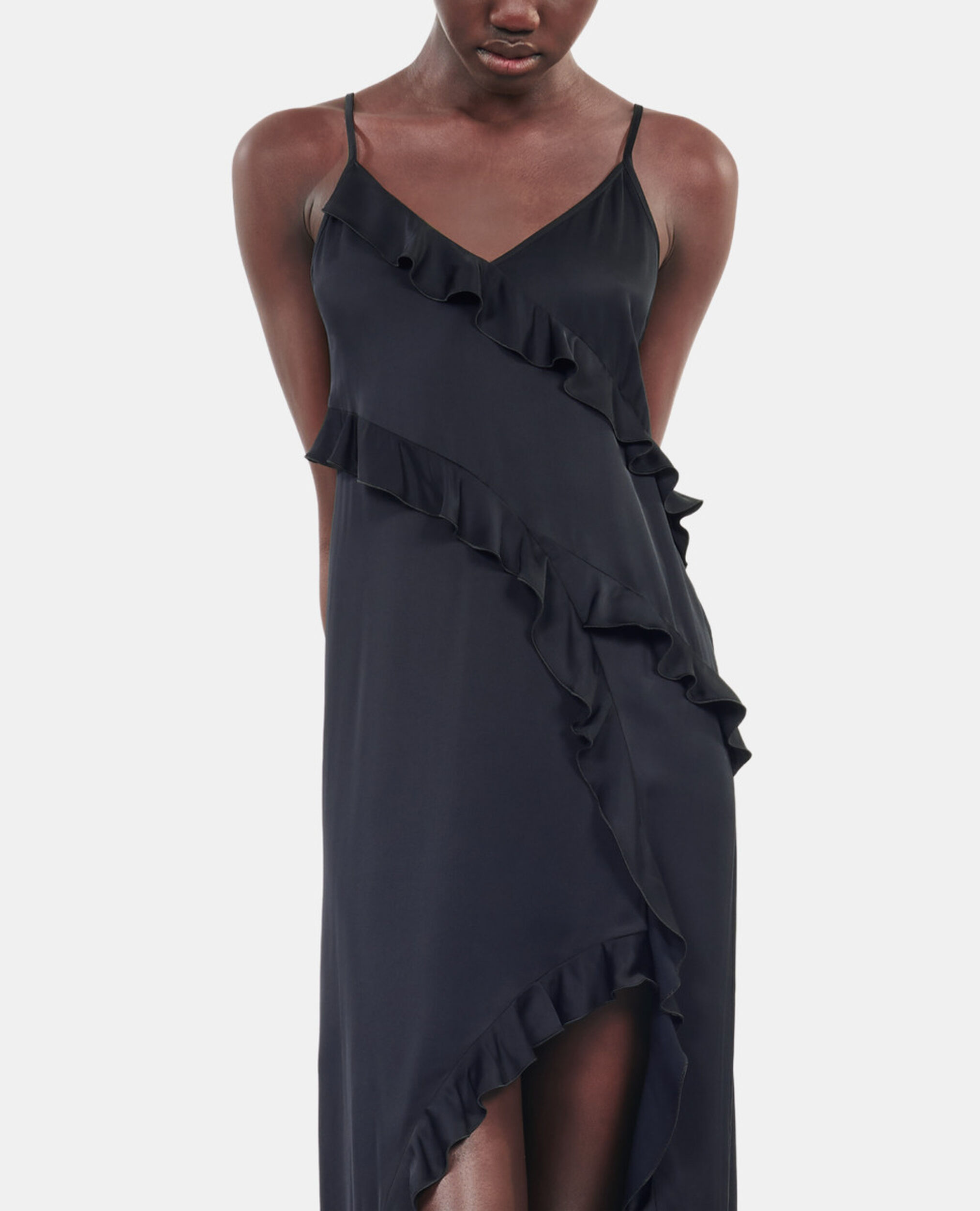 Robe nuisette longue noire, BLACK, hi-res image number null